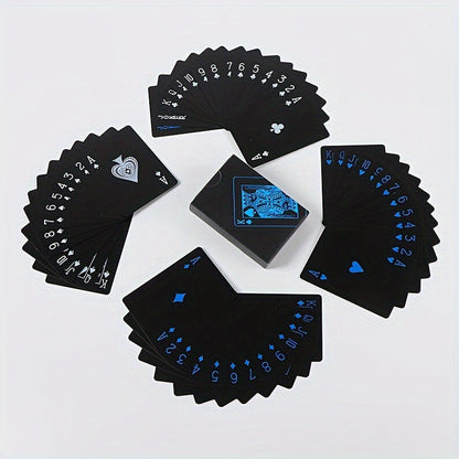 Black Plastic Playing Cards - Waterproof, durable cards for board games and poker, perfect for parties and leisure entertainment.