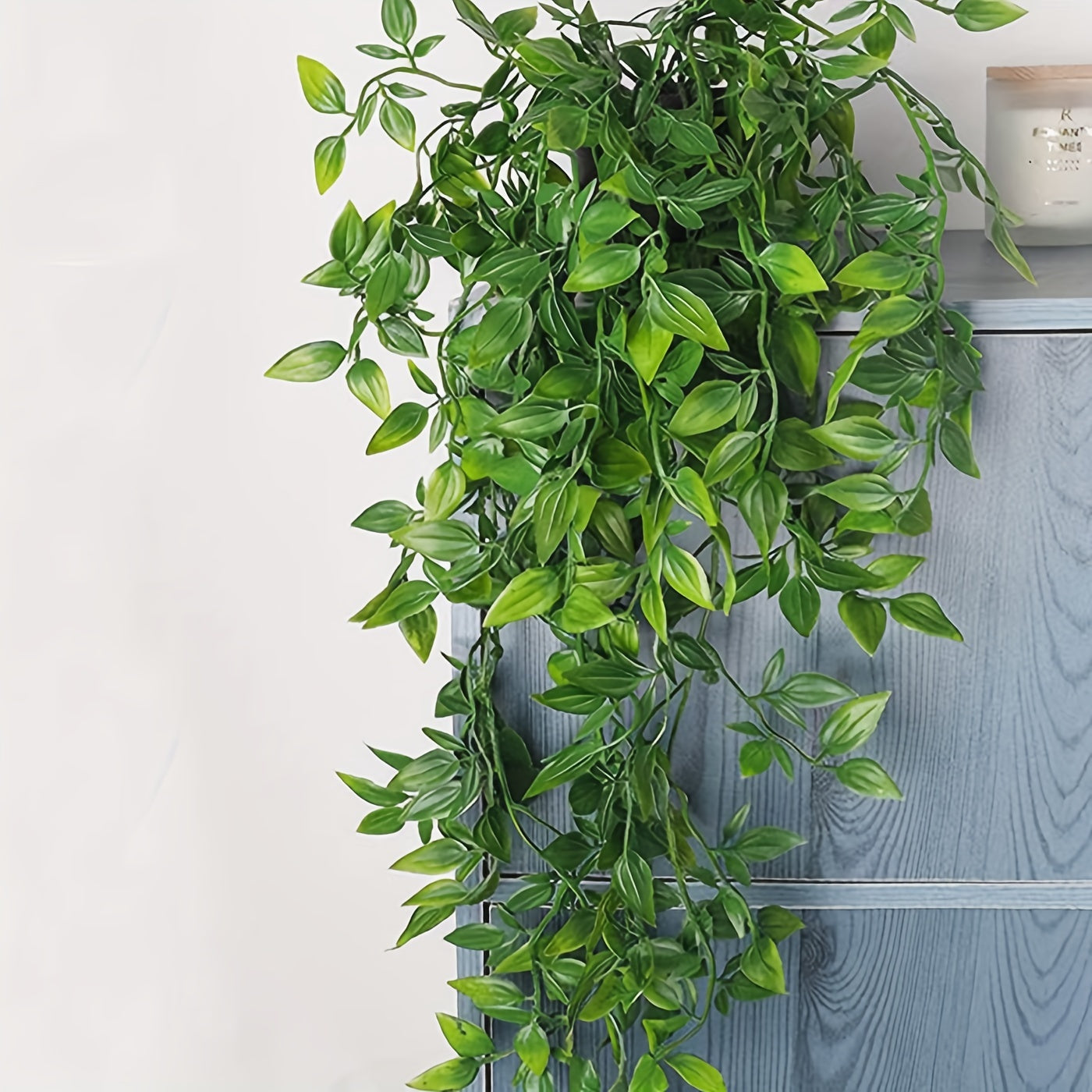 1 piece of artificial hanging plants, including fake potted greenery plants such as eucalyptus vine, pothos ivy, and pea pods for home, wall, shelf, patio, garden, indoor, and outdoor decor.