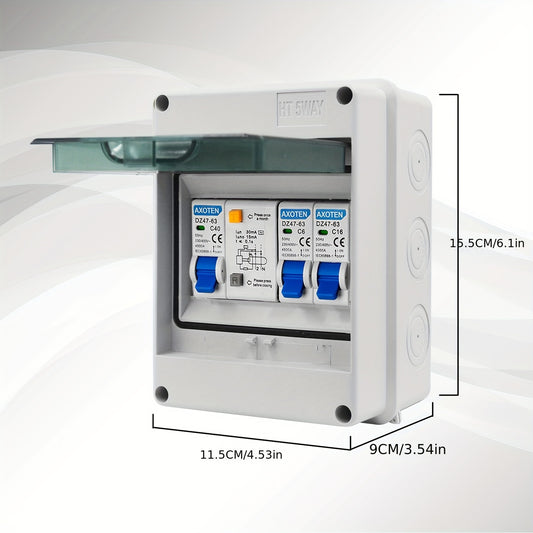 Surface-mounted 5/8/12-circuit micro circuit breaker combination switch box for home/office/shopping center power distribution.