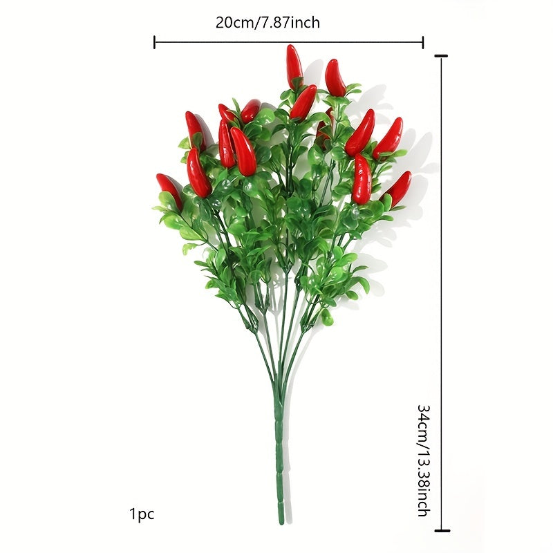 Artificial pepper chili flower bouquet for indoor or outdoor decor.