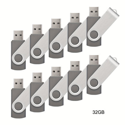 10 piece bulk pack of USB 2.0 Flash Drives in various storage capacities and colors with LED indicator for computers and laptops.