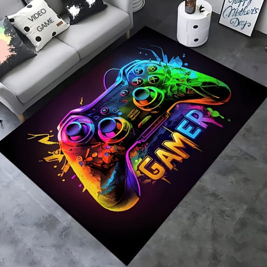 Stylish Anti-Slip Carpet for Gaming Spaces - Durable Non-Woven Fabric, 930G/M² Weight, 0.5Cm Thickness, Rubber Backing, Features Controller Design, Suitable for Game Rooms, Bedrooms, Living Rooms, and More