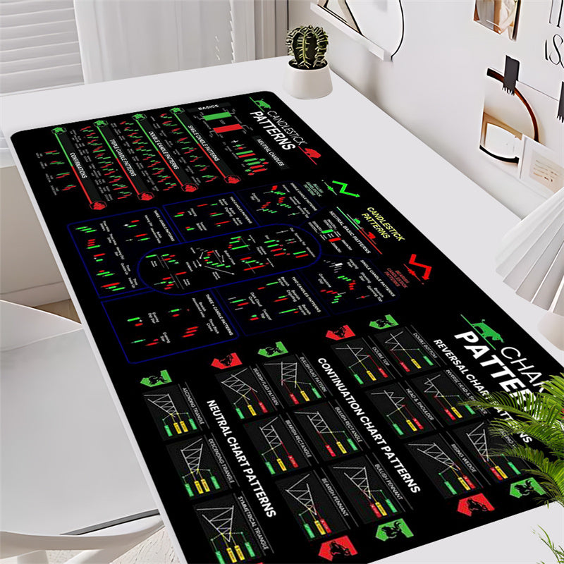 1 ta qora fond bozoridagi grafik naqshli sichqoncha yostiqchasi 89.92x39.88 sm o'lchamda, sirpanmaydigan kauchuk asosga ega, tikilgan chetga ega va ofis stoli aksessuari yoki sovg'a sifatida mos keladi.