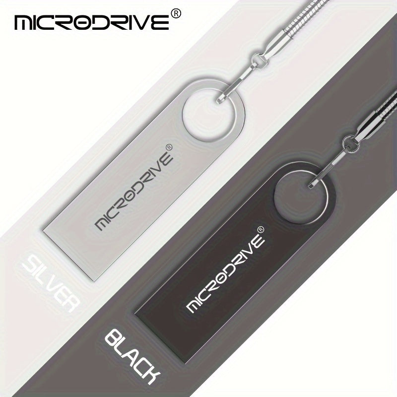 MICRODRIVE USB 2.0 Flash Drive available in storage options from 4GB to 128GB, portable with key ring attachment, suitable for data transfer and backup.