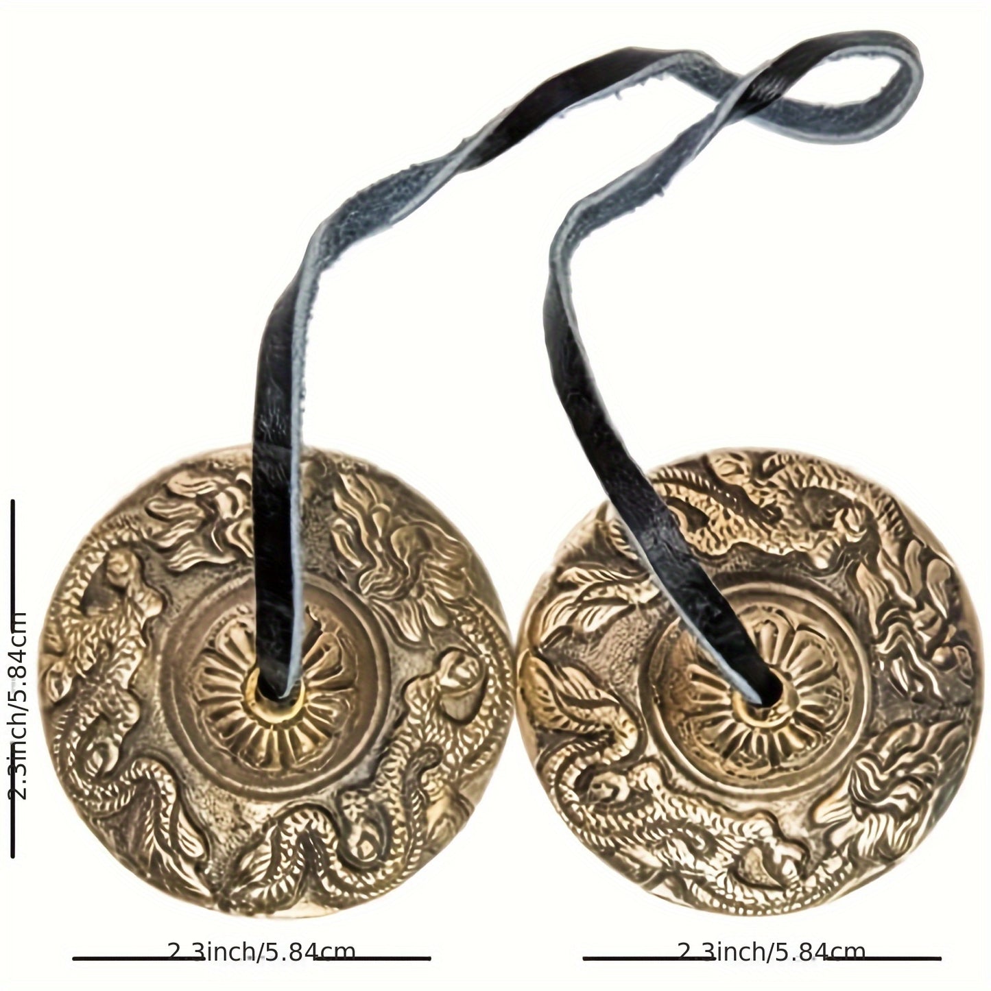 Handcrafted Sinsoledad Tingsha/Cymbal Bells with Antique Bronze Finish and Floral & Swirl Patterns - Perfect for Meditation and Spiritual Gifts.