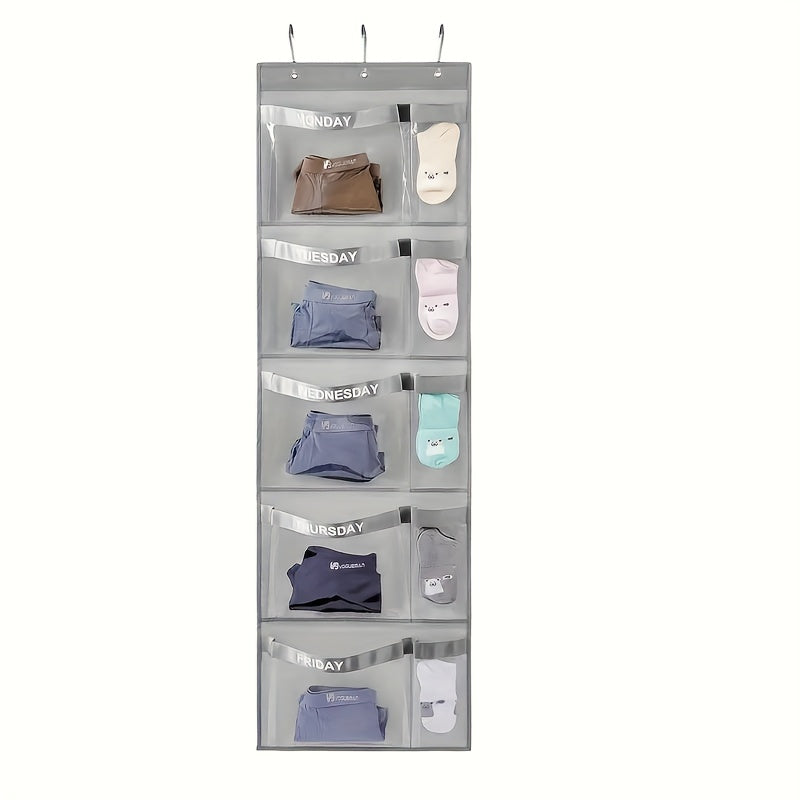 Top-Selling Portable Weekly Clothes Organizer Bag - Perfect for Daily Use, Stands Over 68.58cm Tall, Stylish Gray & Purple Design