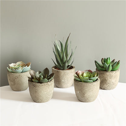 5 cross-border hot selling simulation succulent potted plants in paper pulp pots, bonsai desktop small ornament set.