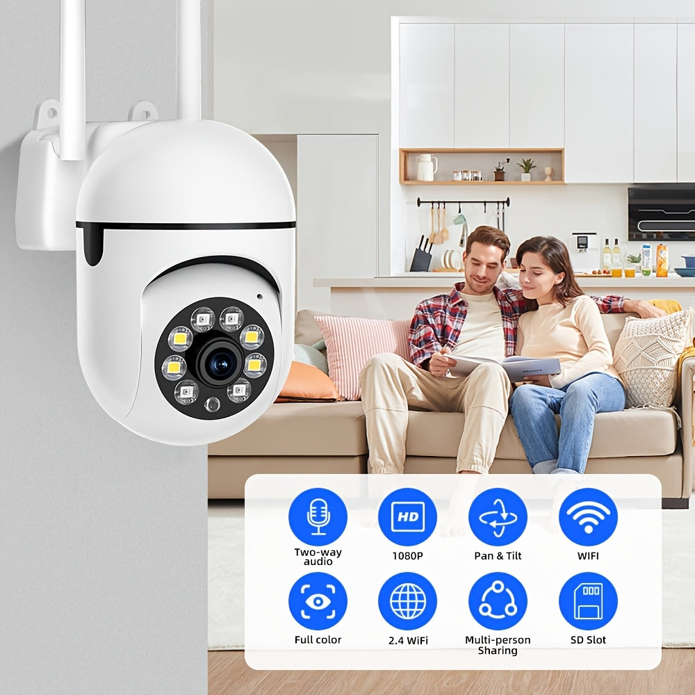 Two white cameras with 2MP lenses and FHD mode 1080P resolution, perfect for surveillance and monitoring with dual-view capability on one screen. Great as a gift for Christmas, Halloween, Thanksgiving, and New Year celebrations. Equipped with