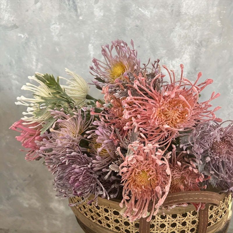 1 lifelike artificial chrysanthemum with 2 blooms - ideal for weddings, engagements, and home decor. Perfect for tabletops and photography props.