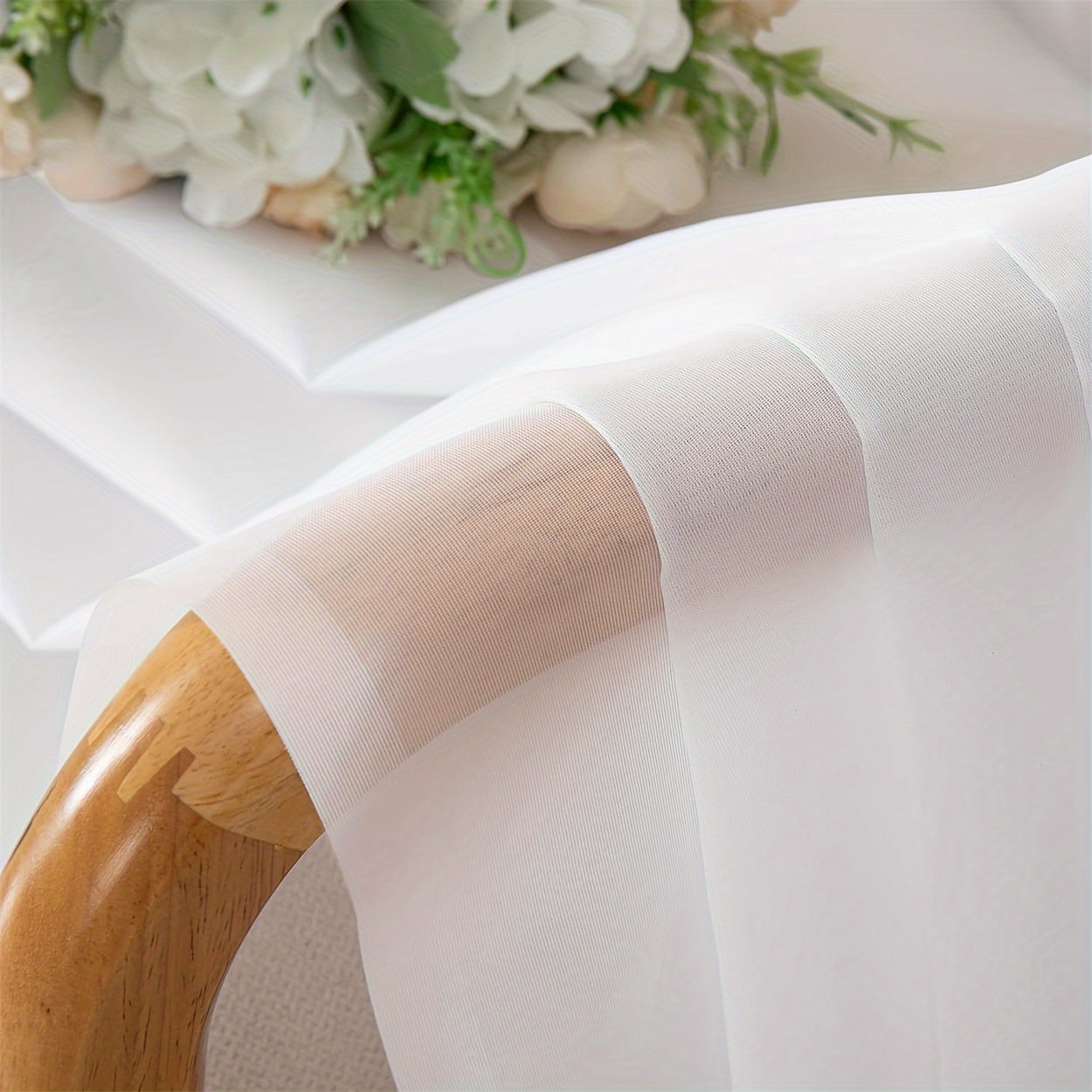 White Sheer Voile Curtain with Rod Pocket, Ideal for Living Room, Bedroom, Office, and Home Decor