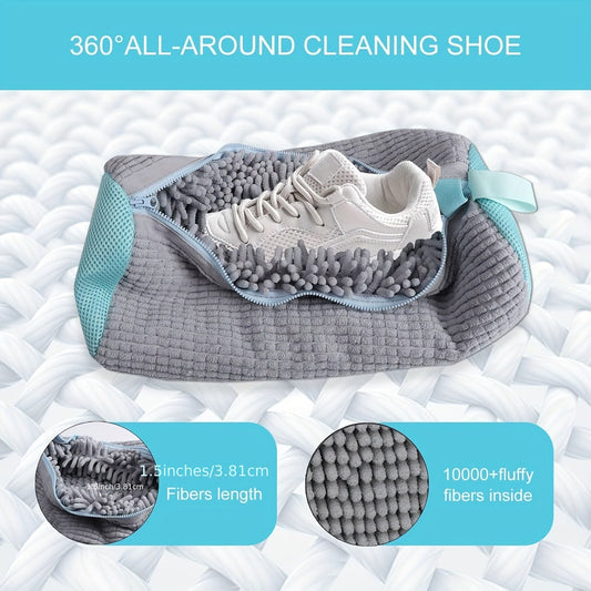 Reusable Knit Fabric Laundry Bag with Zipper Closure for Footwear, Made of Durable Polyester Nylon Material, Suitable for Various Shoe Sizes and Small Toys, Machine Washable Laundry Bag