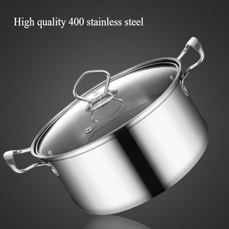 Set of 12 high-quality pots made of 400 stainless steel, suitable for use on induction cookers and gas stoves. This practical and durable pot set is perfect for any household and provides versatile cooking options.