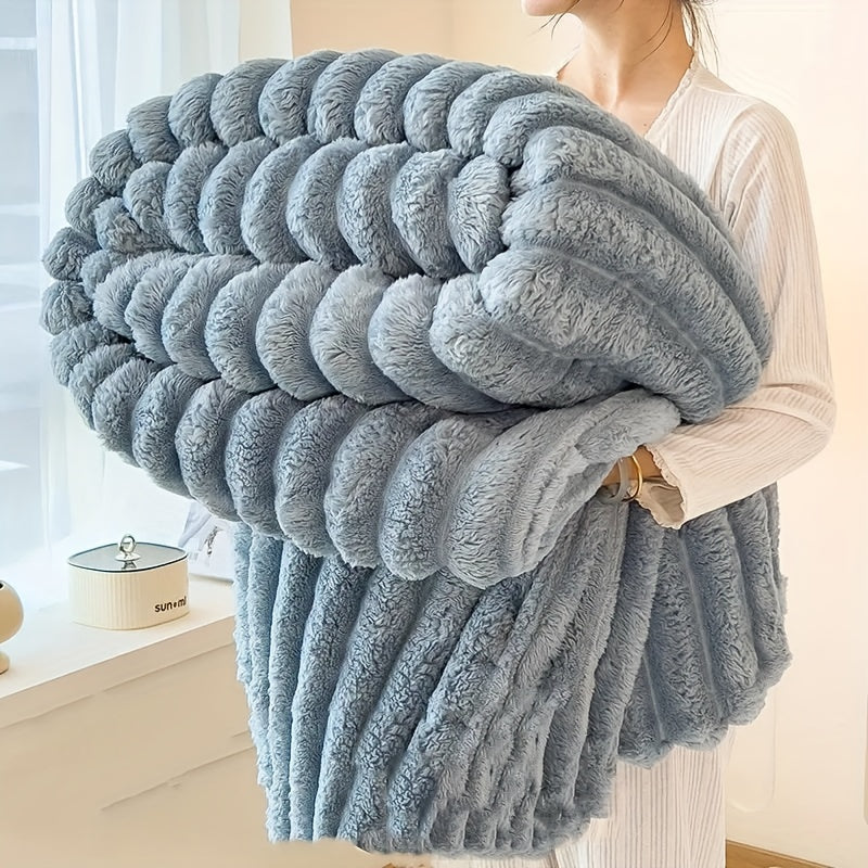 Warm up for autumn and winter with this versatile rabbit plush pull rod cover blanket. Perfect for single or double use in the bedroom, hotel, or dormitory, this super large and thickened blanket is sure to keep you cozy all season long.