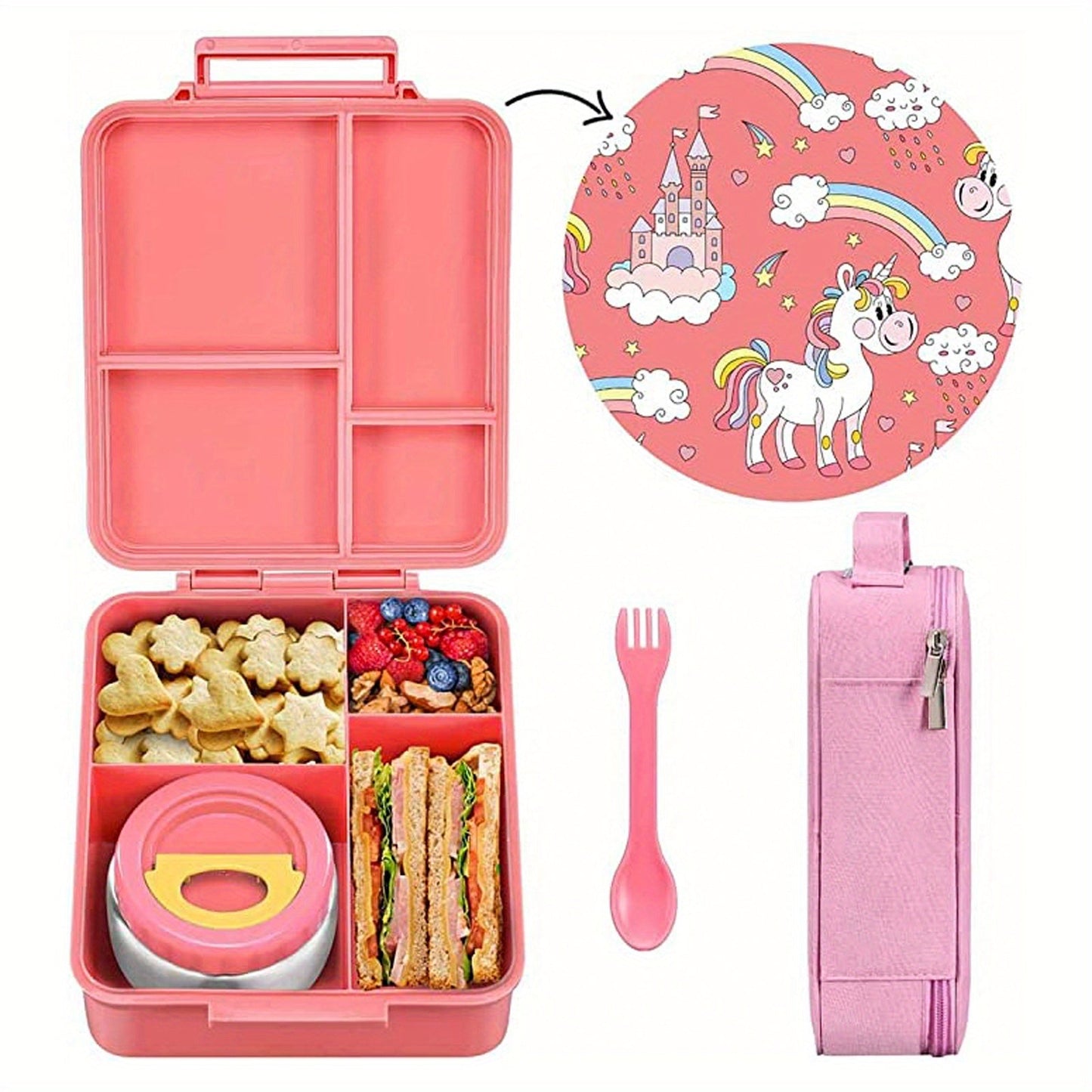 Get your kids the perfect Bento lunch box, complete with 8oz soup container, leakproof compartments, and a 4-compartment design. This set also includes a food jar and lunch bag, all BPA free. The ideal Christmas or Halloween gift!