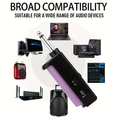 W2 Wireless Rechargeable Microphone for Home KTV and Outdoor singing, Handheld Mic System with Metallic Finish