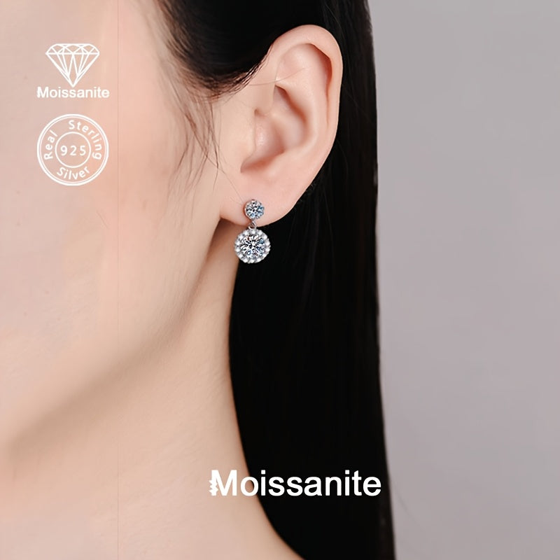 Beautiful and luxurious 925 Sterling Silver Moissanite Earrings, perfect for everyday wear or special occasions like birthdays, Valentine's Day, Christmas, Thanksgiving, New Year, holiday parties, and weddings. A thoughtful gift for her, weighing