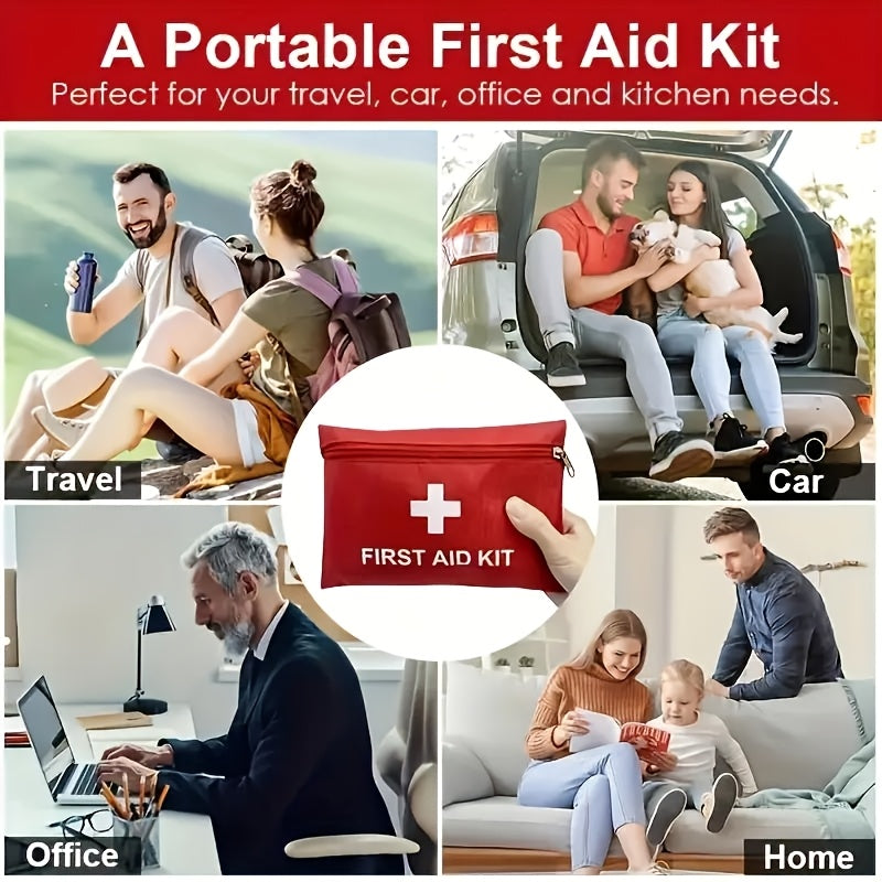 27pc Family & Outdoor First Aid Kit - Scissors, Tweezers & More - Ideal for Campus, Exploration & Disaster - Portable & Durable Travel Size