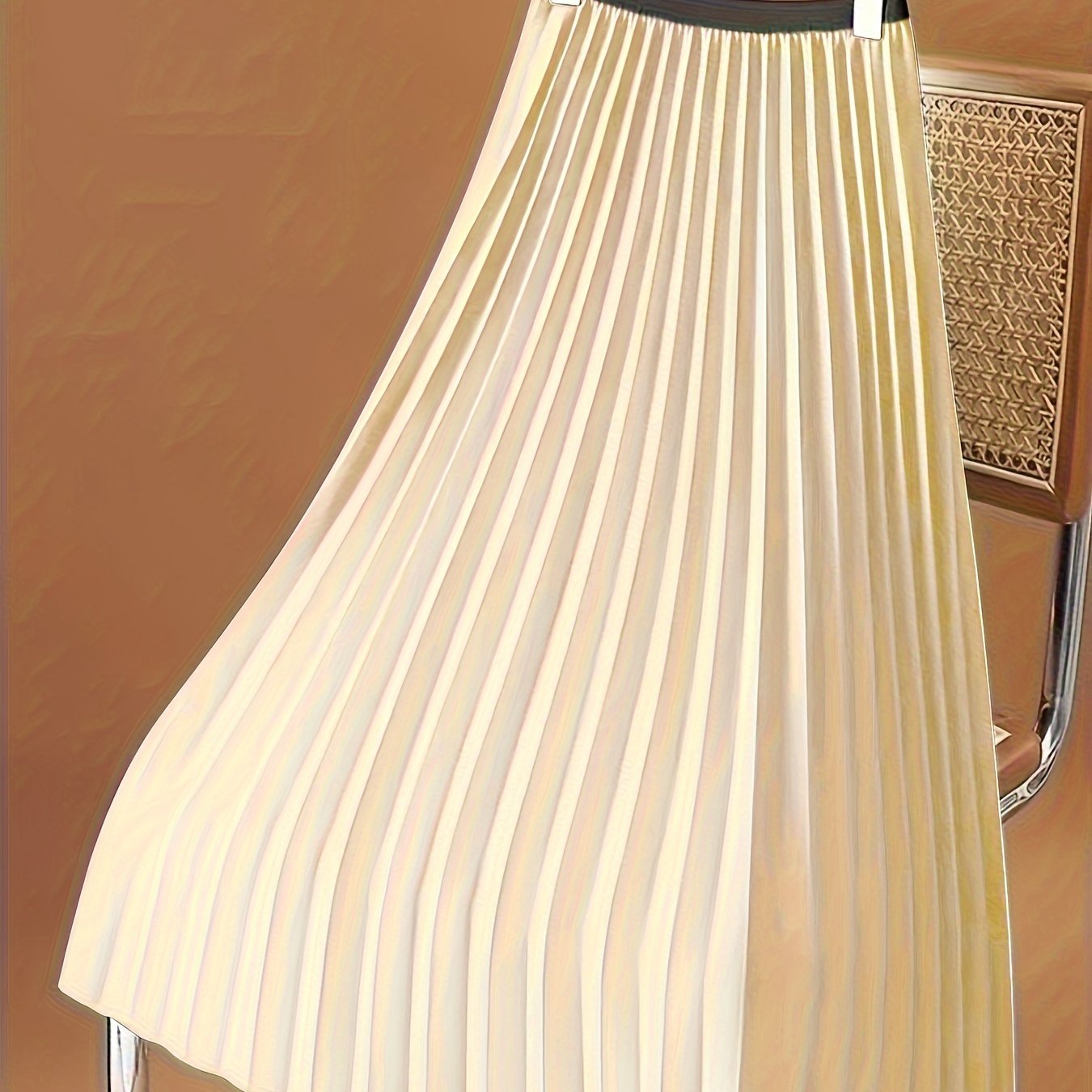 Stylish pleated midi skirt for spring and summer, women's fashion.