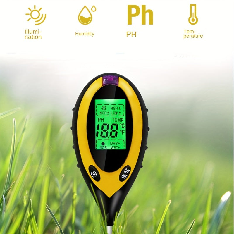 Soil Tester measures moisture, temperature, fertility, and pH levels accurately.