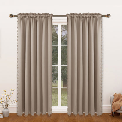 1 thermal insulated blackout curtain panel suitable for study, living room, and kitchen. This decorative curtain features a rod/pole pocket design for added privacy and energy efficiency.