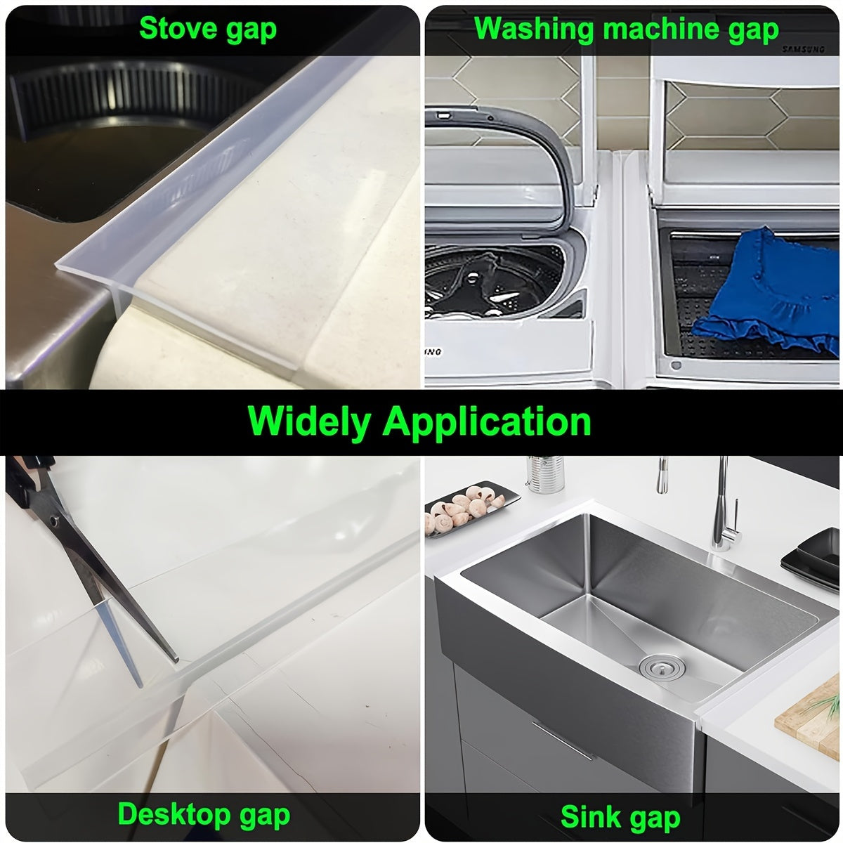 63cm/24.8in Silicone Stove Counter Gap Cover: Fill Gaps between Appliances, Resistant to Spills for Kitchen Counters