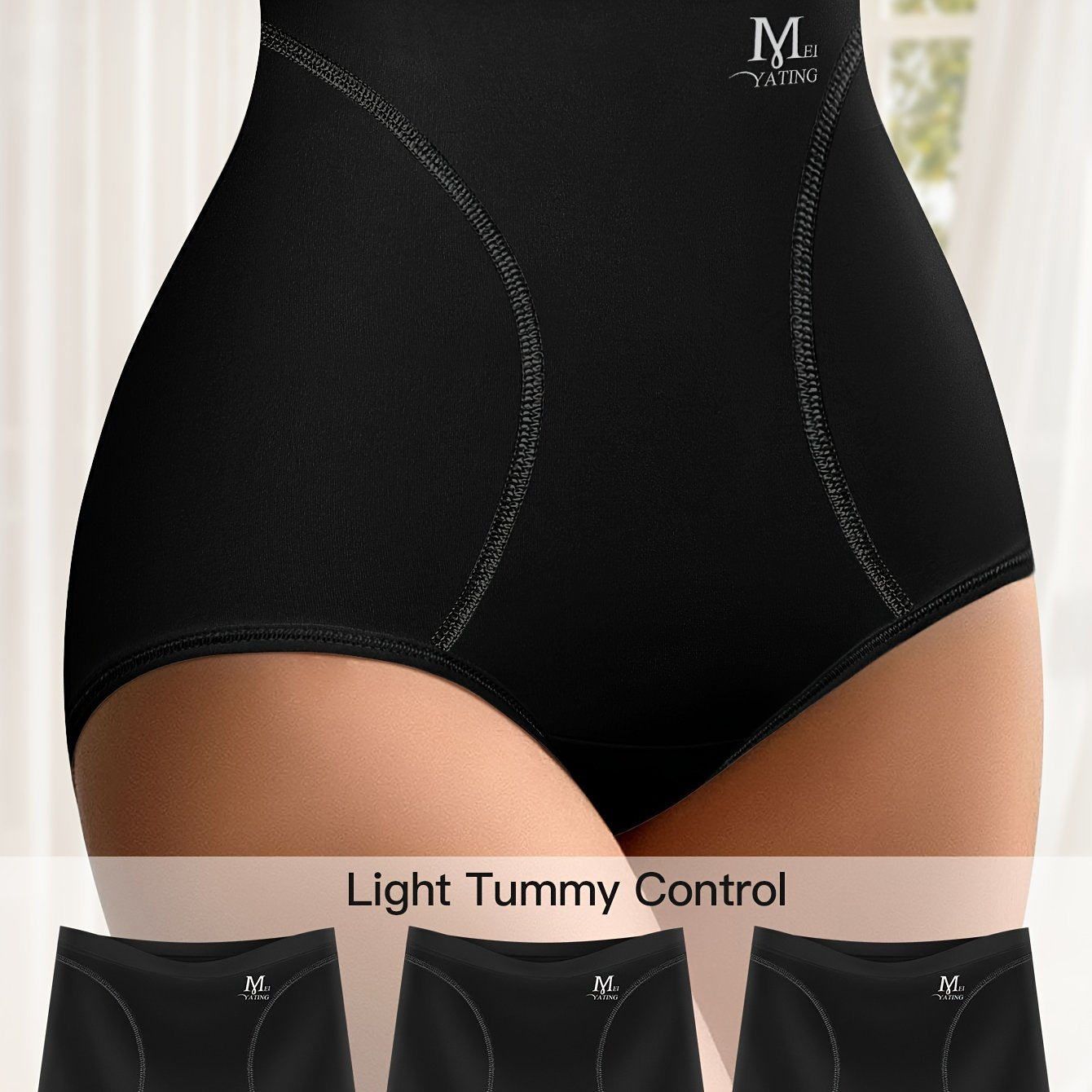 3 pieces of high waist briefs with letter pattern pipping, soft and comfy with tummy control. Perfect for women's lingerie and underwear.