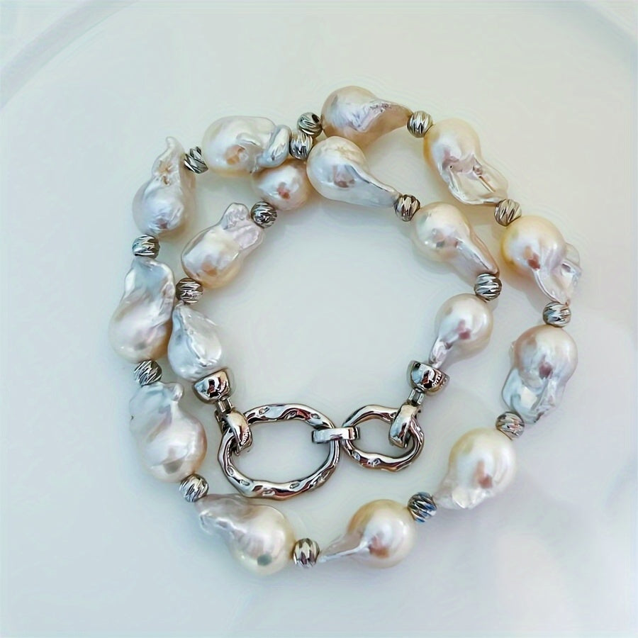 Exquisite Handmade Freshwater Baroque Pearl Necklace - Ideal for Special Occasions | 100% Natural Pearls, 14mm-18mm in Size | Comes with Gift Box | A Timeless Fashion Statement for Weddings, Anniversaries & Birthdays