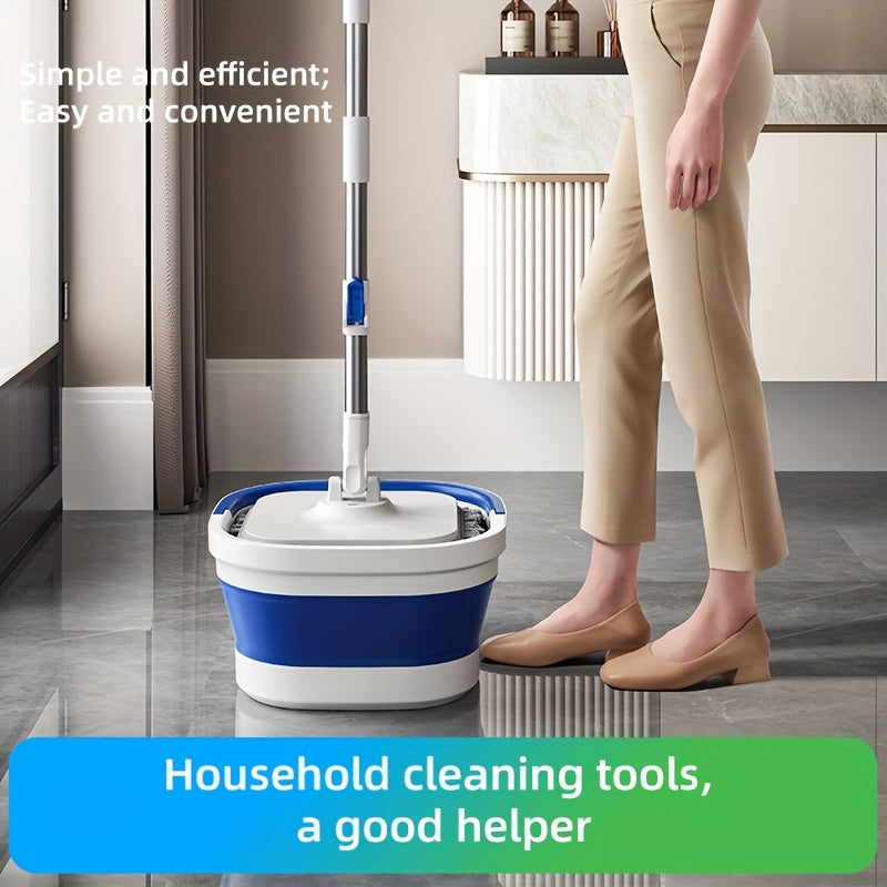 Flexible Foldable Spin Mop & Bucket Combo - Made of Stainless Steel, Requires No Electricity for Effortless Cleaning in Household, Commercial, Culinary, and Outdoor Settings