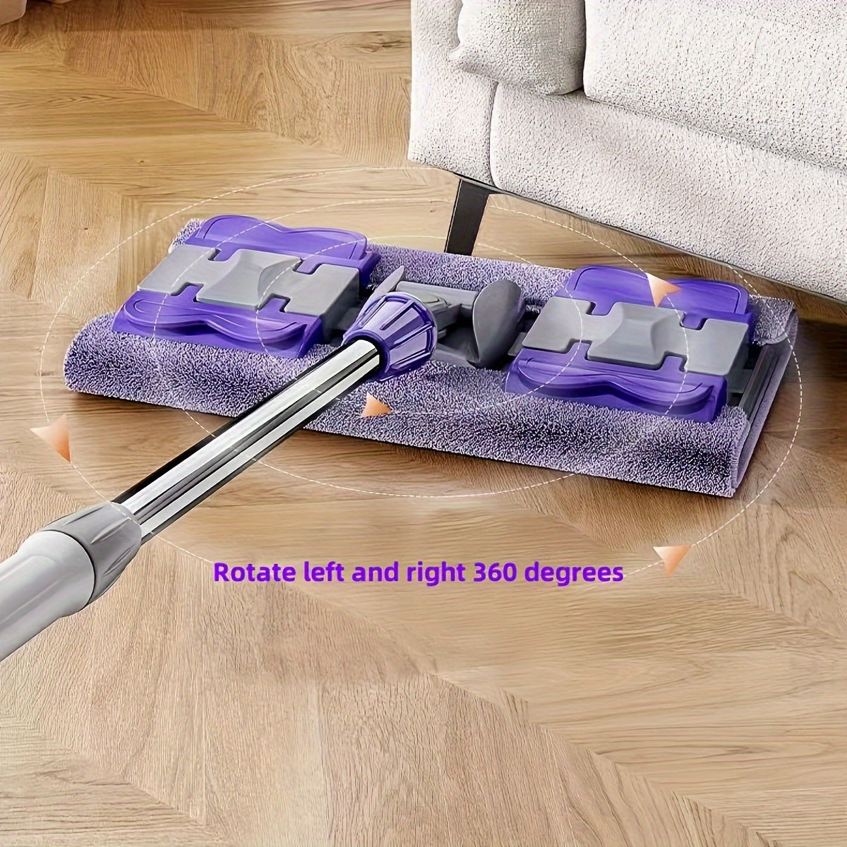 Speedy Delivery and Top-Rated! Extra Large Flat Mop Set featuring Stainless Steel Handle, Ideal for Bedroom, Kitchen, Living Room, and Wall Cleaning. Includes 2 Reusable Pads.