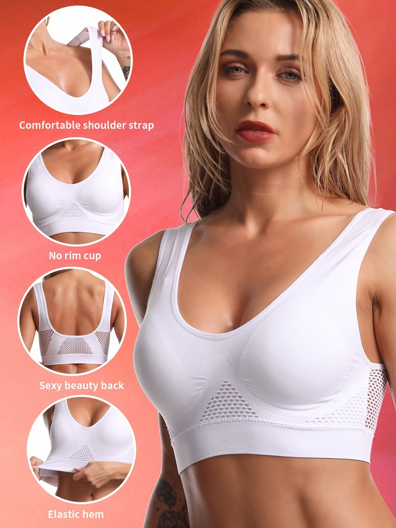 Seamless push-up bra with pads for women's lingerie and underwear.