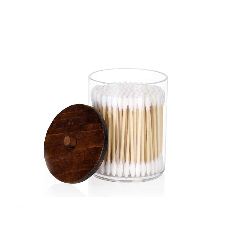 1/3 piece Swabs Dispenser with Apothecary Jar Organizer and wood lids for easy storage.