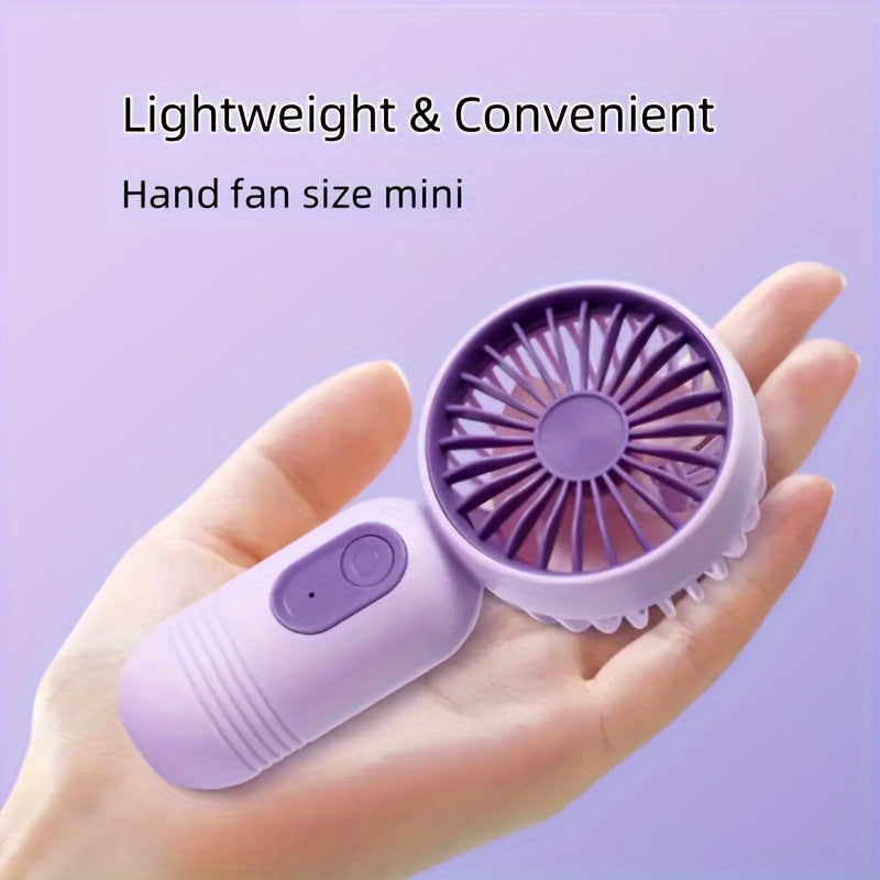 Portable Mini Handheld Fan, 1pc, USB Rechargeable, Quiet Desk Personal Fan, 3 Speeds Adjustable, Ideal for Travel and Office Use, Made of Plastic Material, Perfect Summer Gift