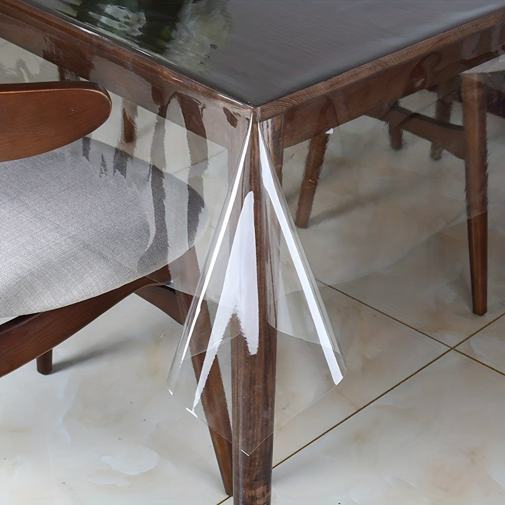 Transparent PVC table cloth for living room tea table, oil-proof, anti-scalding, dust-proof, and table protection for home kitchen dining table décor.