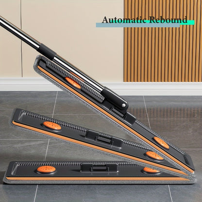 The Joybos Self-Wringing Flat Mop and Bucket System comes with 2 Microfiber Pads and a 360° Rotatable Mop Head for scratch-free dust removal. This hands-free system allows for washing of floors, walls, glass, furniture, and carpets without the need for