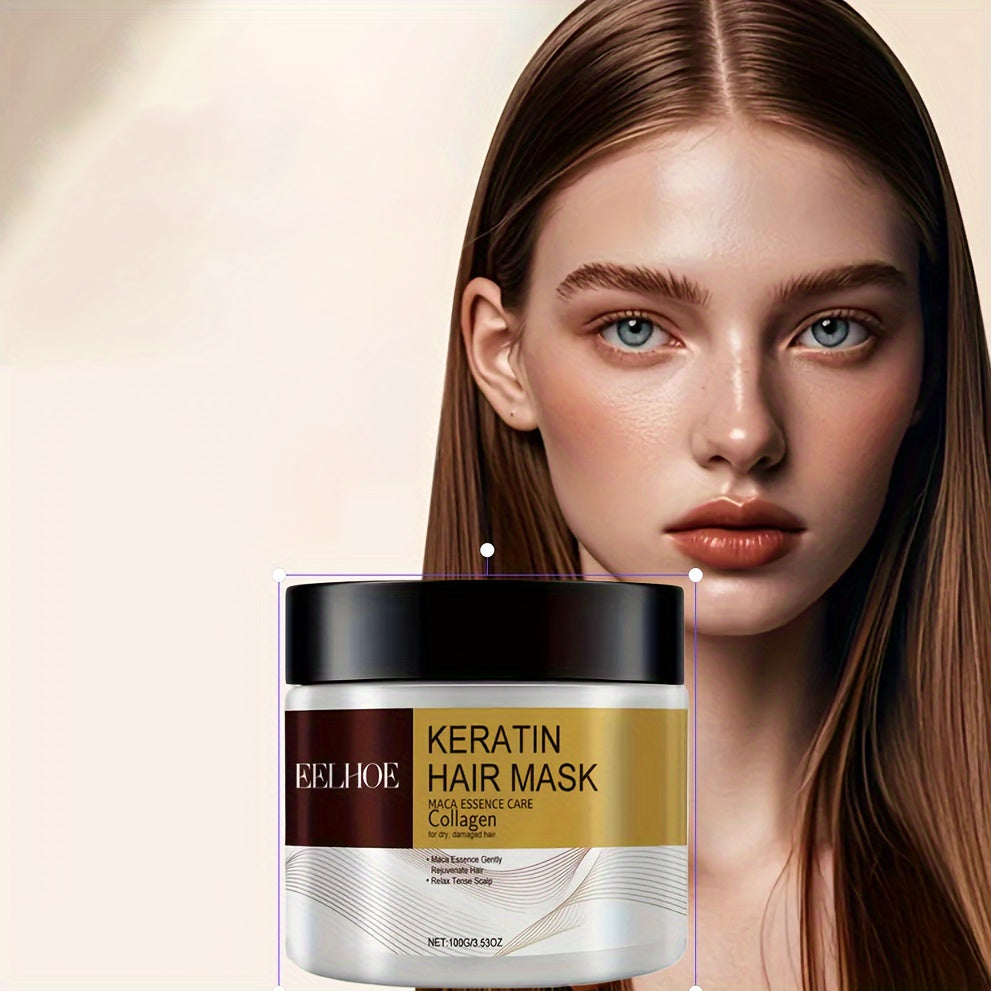 1pc Unisex Adult Keratin Hair Mask with Collagen and Coconut Oil - Deep Nourishing Treatment for Normal Hair.