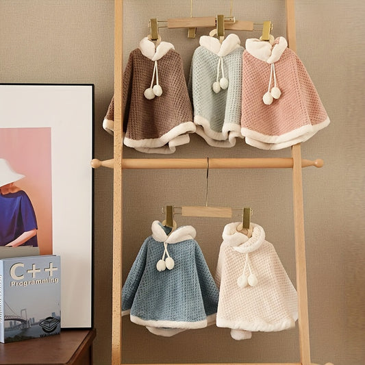 Cute coral fleece hand towel for quick drying, with clothes hanger hook for kitchen or bathroom use.