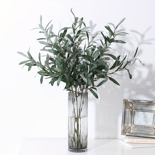 4 Forked Olive Branch Artificial Green Plants, 1 pc/pack. Ideal for home, kitchen, living room, and garden décor, floral arrangements for weddings, engagements, and DIY bouquets. Includes olive tree stems for artificial greenery. Perfect for spring and