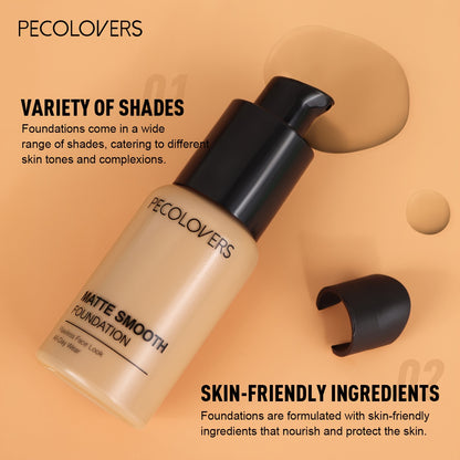 1pc PECLOVER Matte Smooth Foundation - Liquid BB Cream for All Skin Tones, Waterproof, Long-Lasting Oil Control, Hydrating Concealer, Multi-Use for Uneven Skin Tone Correction, Natural