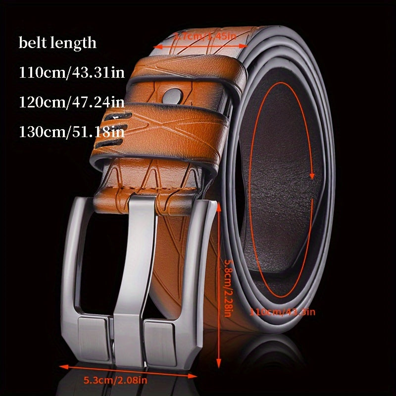 Men's Retro Needle Buckle Belt made with high quality faux leather for casual or business wear, featuring a youth retro and simple design inspired by Korean fashion.