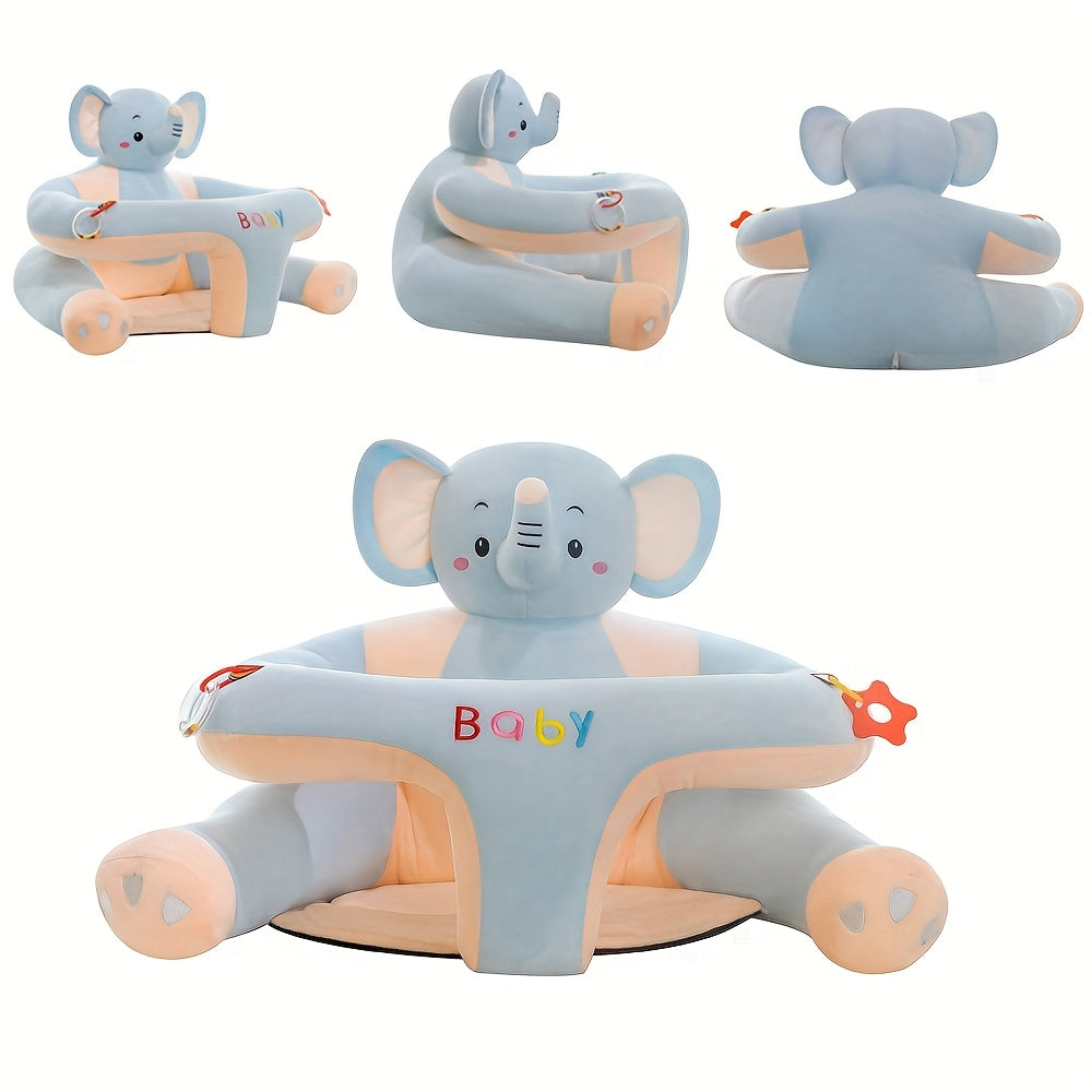 LIBSIT PVC Sit-Up Floor Lounger for Toddlers, ages 0-3, featuring a Supportive Backrest, Plush Elephant & Bear Animal Sofa Chair with a Durable Base Cushion, available in a variety of colors.