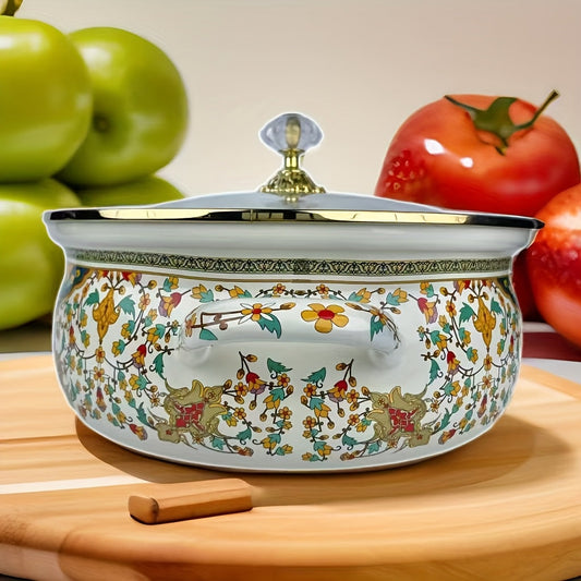 Large Capacity Enamel Hot Pot - Perfect for Soup & Porridge, Versatile and Easy to Clean with Bright Colors, An Ideal Kitchen Accessory