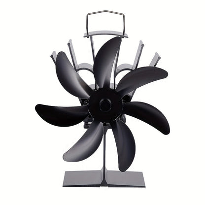 Black Versatile 7-Blade Fireplace Fan - A High-Quality Heat Powered Stove Fan that is Portable, Ideal for Indoor and Outdoor Use.