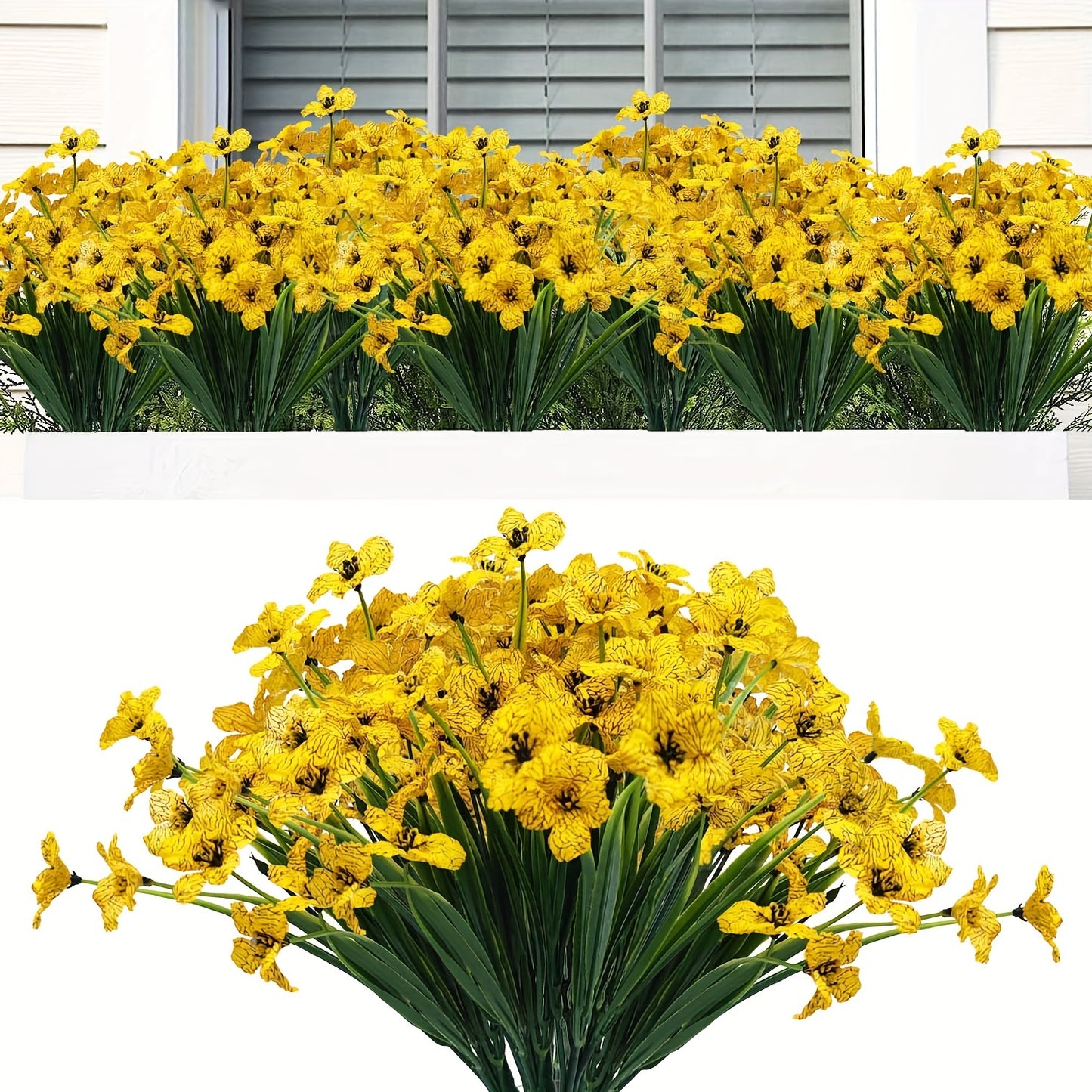 6 Bunches of UV Resistant Artificial Flowers for Outdoor and Home Decoration