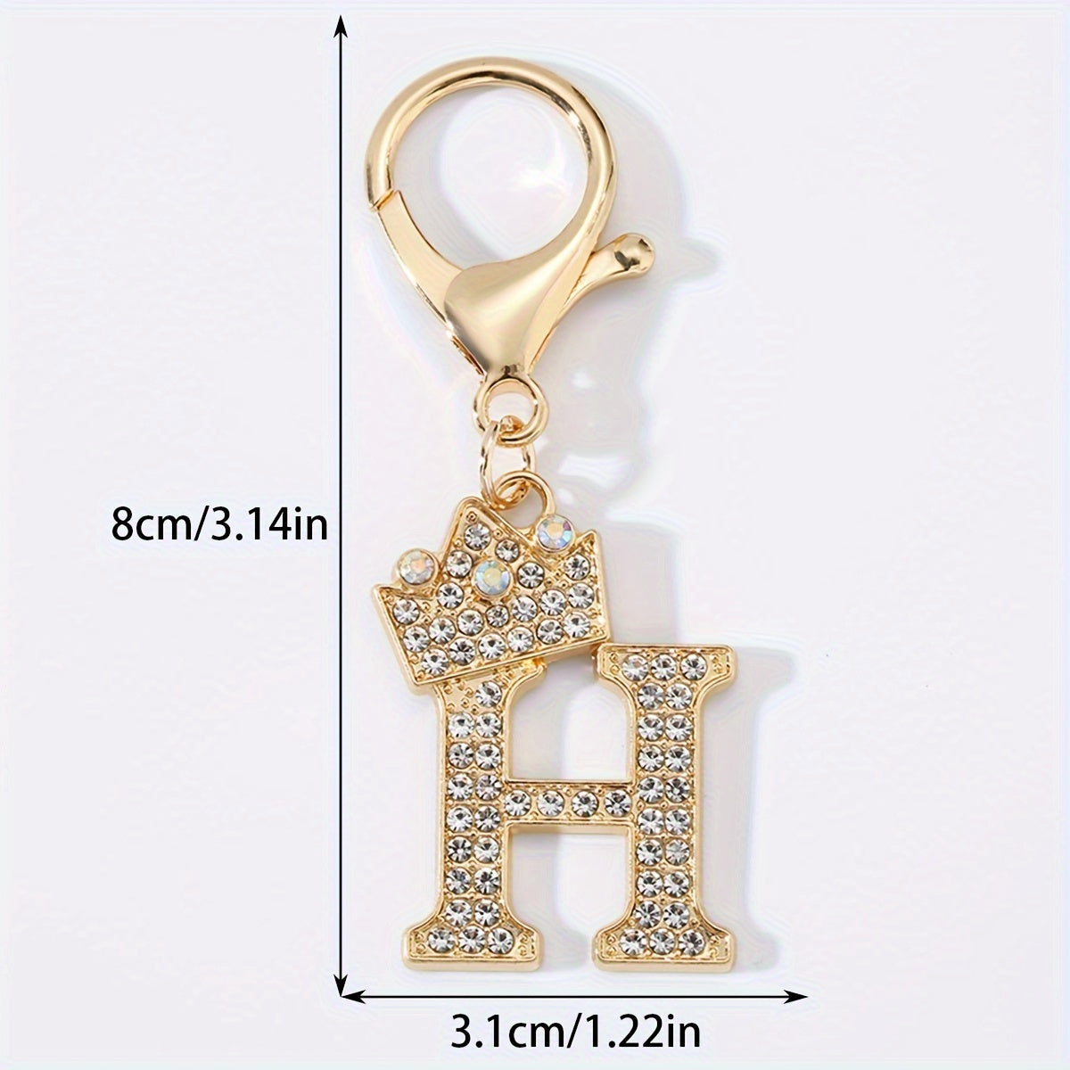 1pc Fashion Zinc Alloy Artificial Diamond Crown 26 English Letters Key Chain for Men, Bag Pendant for Friends.