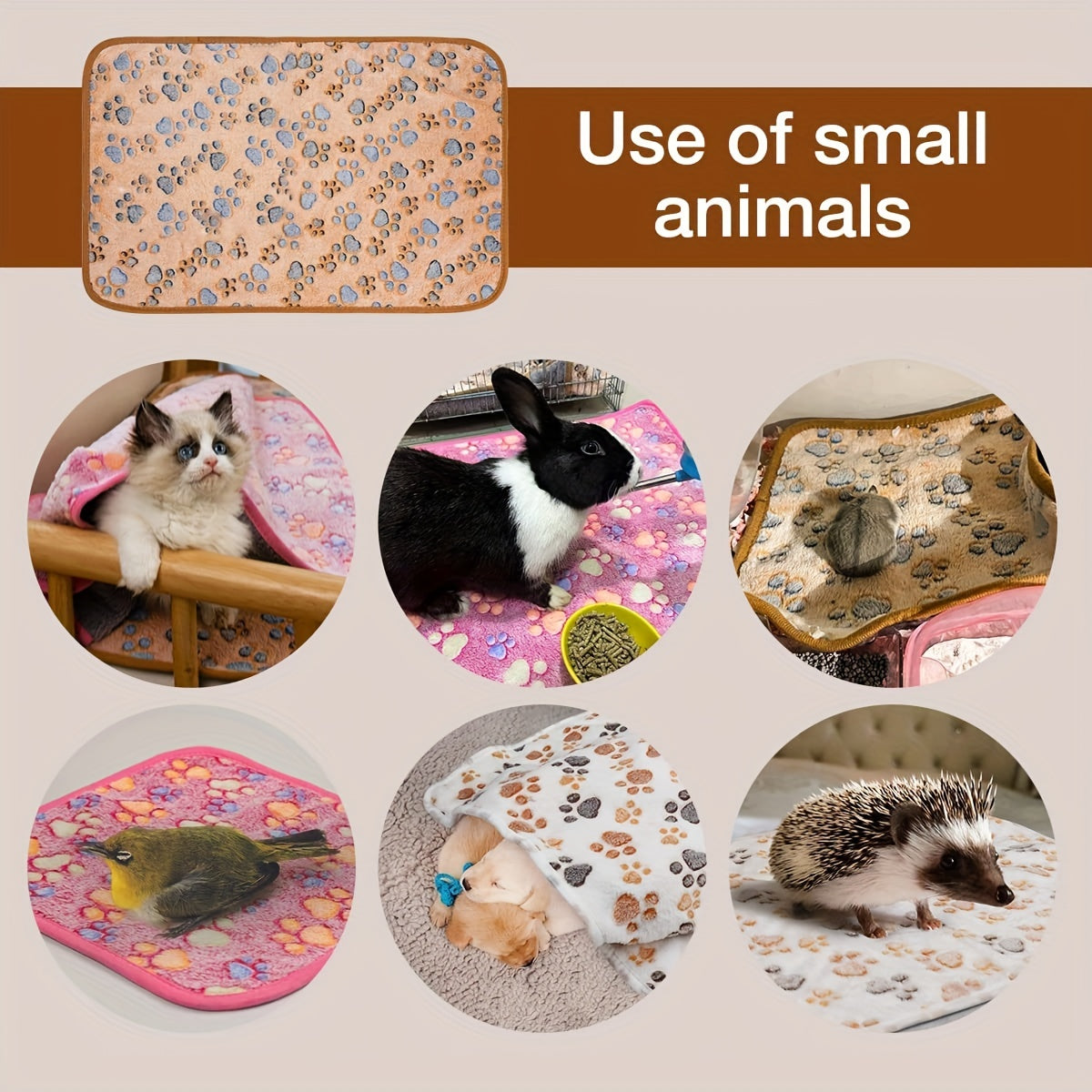 3 waterproof pet blankets for small animals, ideal for cages. Soft, absorbent, and washable.