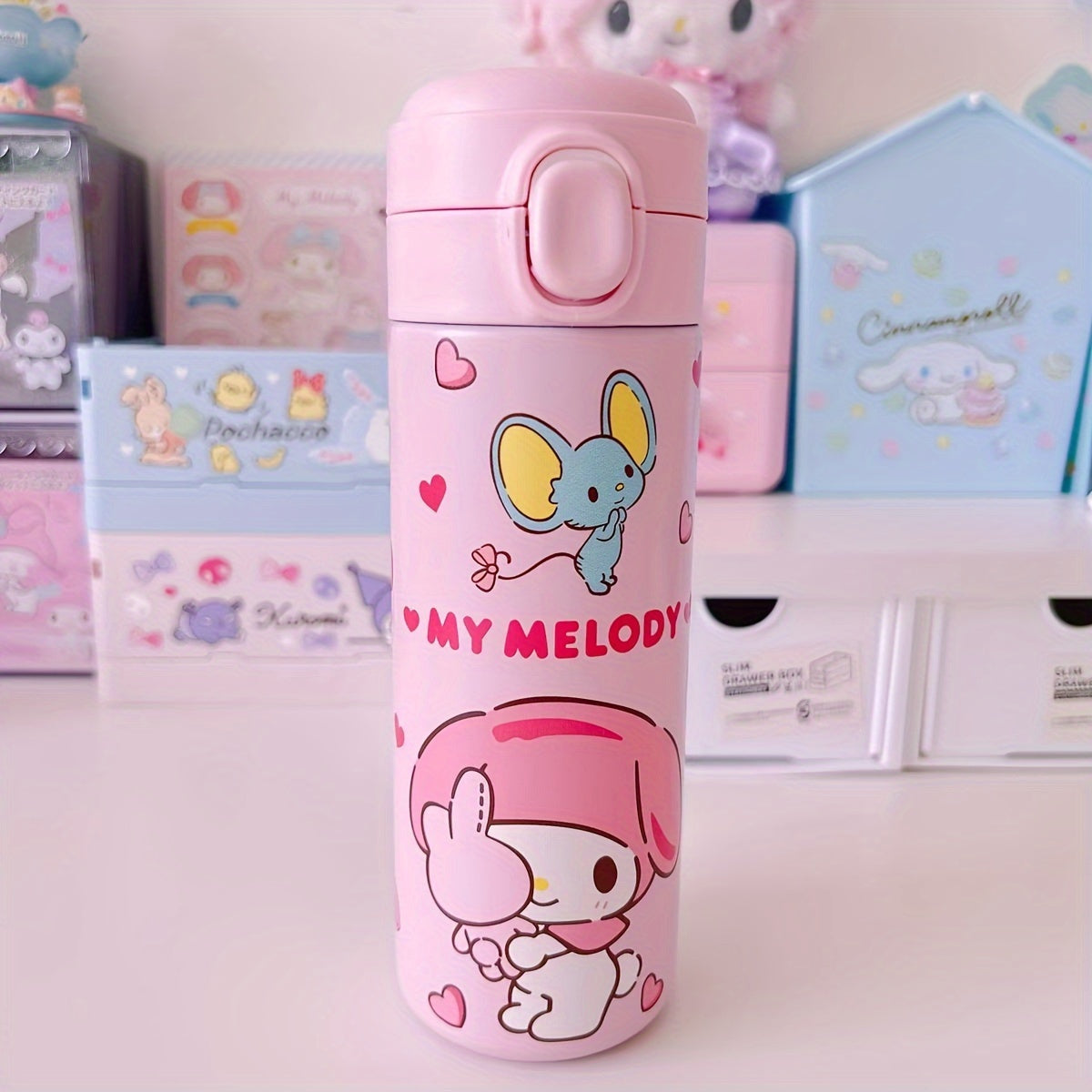 Бутылка для воды из нержавеющей стали от Sanrio с дизайнами Hello Kitty, Kuromi, My Melody и Cinnamoroll — отличный подарок для друзей, праздников, особых случаев и к началу учебного года — идеально подходит для студентов