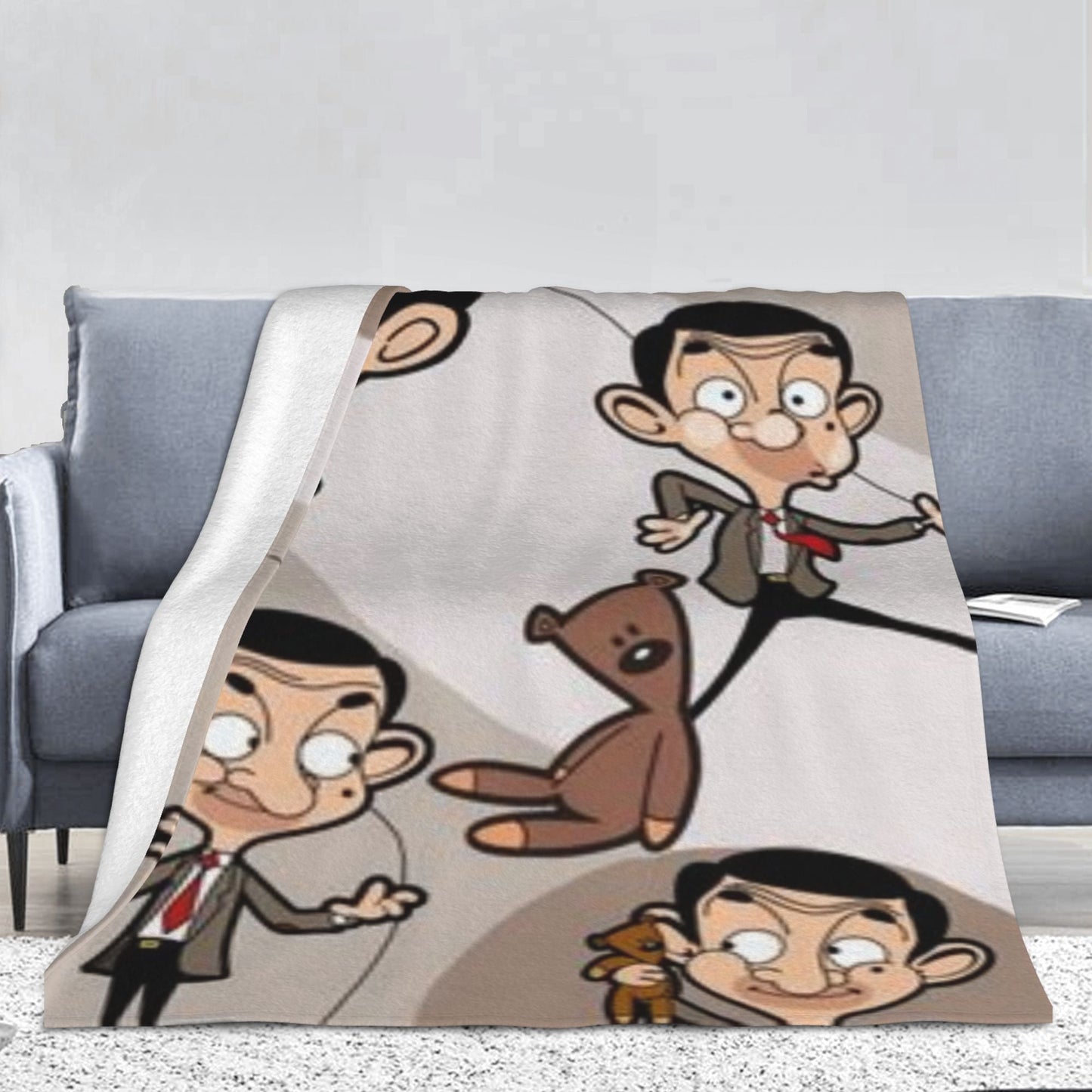 Soft Flannel Throw Blanket Inspired by Mr. Bean - Cozy, Lightweight & Long Lasting | Easy to Clean in the Washing Machine | Ideal for Couch, Bed, Office, Camping | Great Gift Idea for any Season