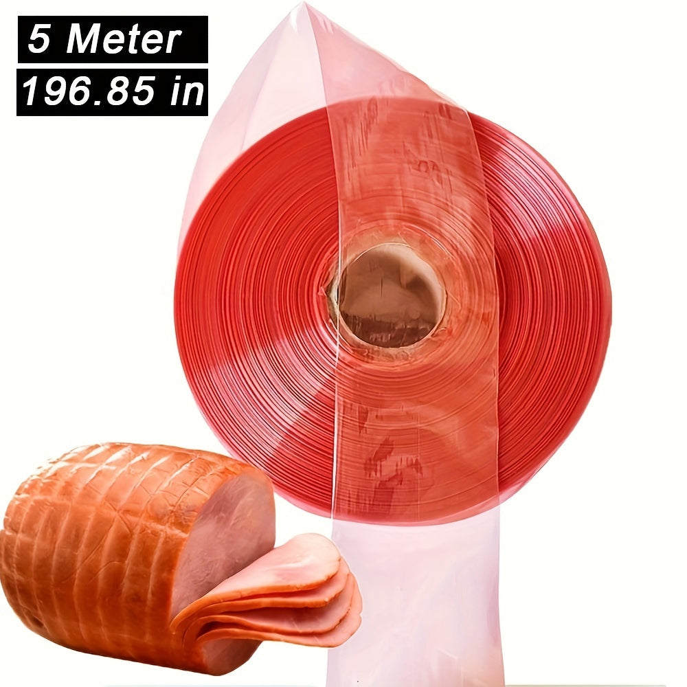 SISCCI offers a durable plastic sausage casing that is resistant to high temperatures. Available in lengths of 1, 5, or 10 meters with a diameter of 55mm, this food-safe casing is perfect for sausage making and meat preservation. Use it for sausage, ham