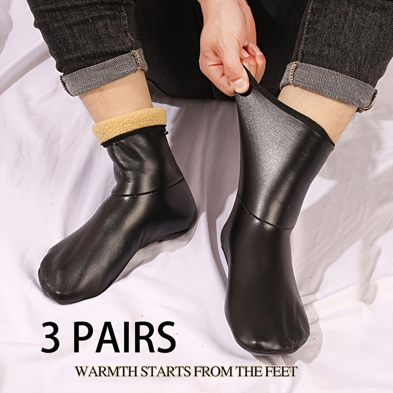 One pair of warm, velvet-lined, anti-slip socks for men and women in autumn and winter, perfect for indoor and outdoor use. Includes two pairs of socks.