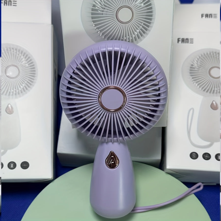 Compact Handheld Mini Fan with LED Lights, USB Rechargeable Quiet Desk Fan, Perfect for Personal Cooling on the Go or at the Office